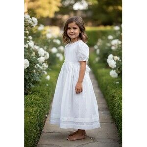 VTG Magil Cotton Smocked Dress Puff Sleeve Cottagecore size 10 MADE IN ITALY